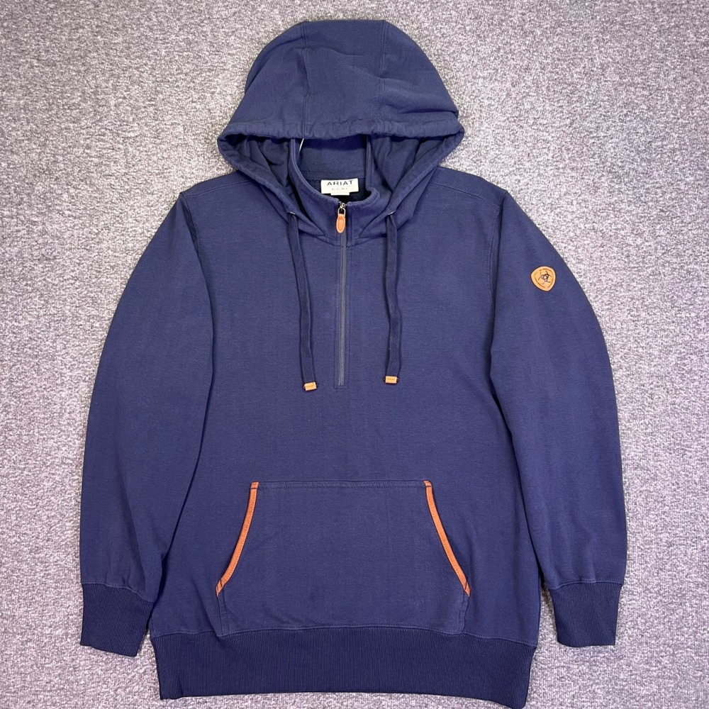 Ariat REAL Hoodie Womens M Navy Western 1/2 Zip Fleece Pullover Cowgirl Fall